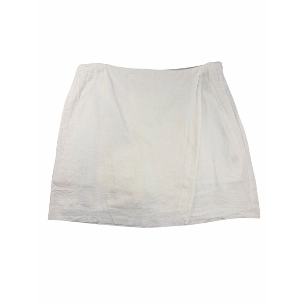 NWT A NEW DAY White Linen Blend Wrap Mini Skirt – Coastal Grandma Summer Size 14 - Picture 3 of 9